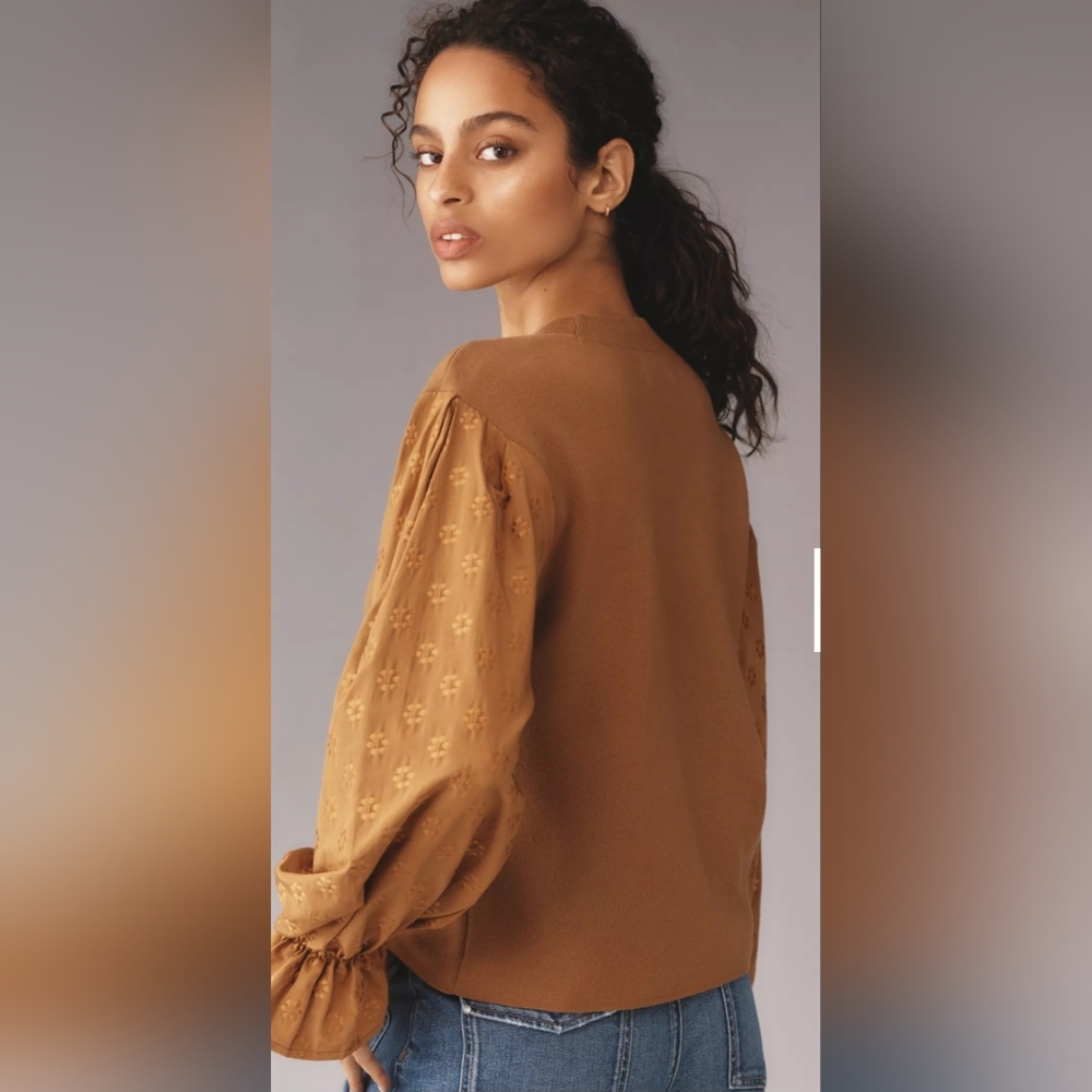 NWT By Anthropologie Puff- Sleeve Sweater Size Small - Picture 3 of 7